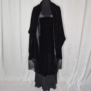 Kokoon Long Sleeve Black Velvet Maxi Dress w/ Wrap - Size S